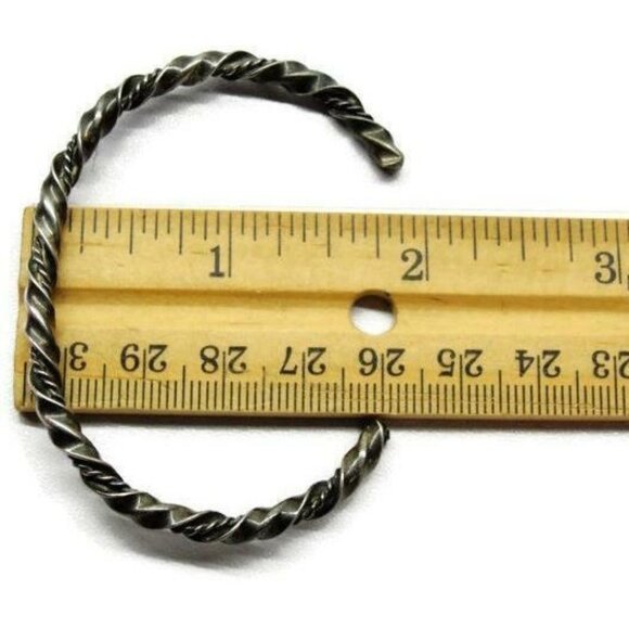 Big & Small Twisted Rope Combination Bangle Cuff Sterling Silver 925 Bracelet - Picture 7 of 8